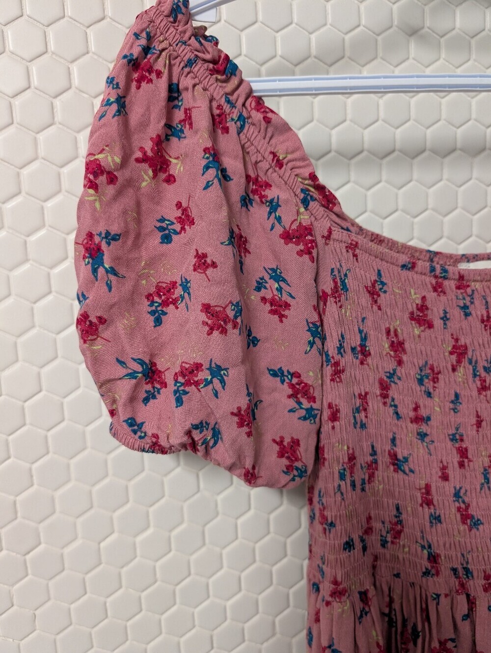 Elloh Smocked Floral Maxi Dress, Dusty Rose - Picture 6 of 8